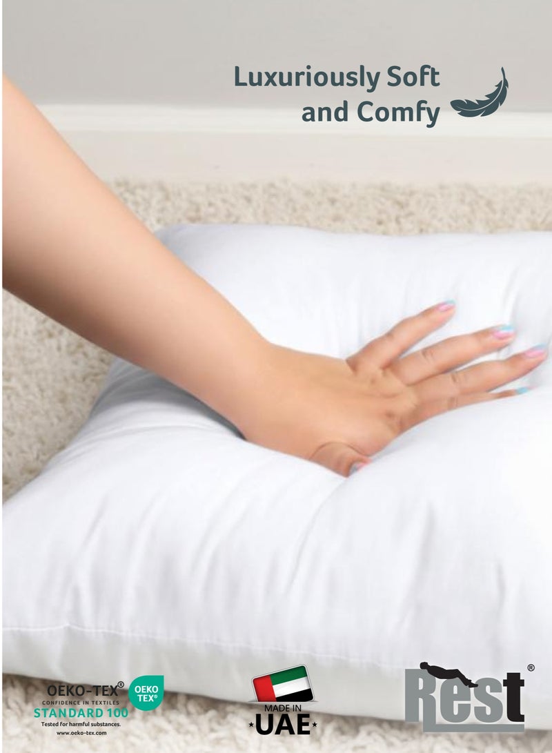 REST Bedding Throw Pillows Insert Cushion Filler Outer Cover Non Woven Hollowfiber Filling 800 gm Ultra Soft Fiber Size 60x60cm , 24x24inch Cushion Inserts Home Decor  White (Pack of 1) - Image 4